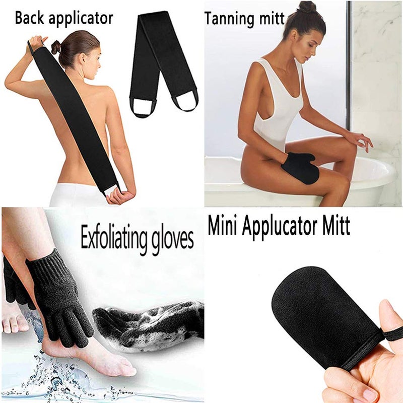 KELILO Self Tanning Mitt Set Includes Self Tanner Mitt Mini Tanning Glove Treatment Details Exfoliating Glove Self Tanner Back Applicator with Handles for Even, Streak-Free Glow - Image 2